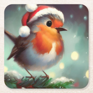 Posavasos Cuadrado De Papel Navidades Robin 2