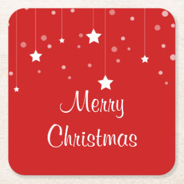 Posavasos Cuadrado De Papel Navidades rojo y blanco