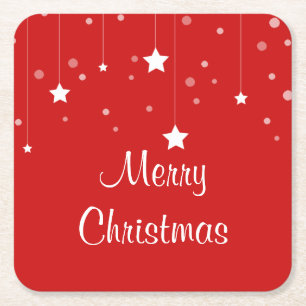 Posavasos Cuadrado De Papel Navidades rojo y blanco