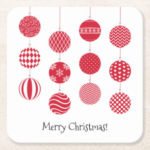 Posavasos Cuadrado De Papel Navidades rojos cuelgan escayola de papel