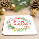 Posavasos Cuadrado De Papel Navidades rojos personalizados<br><div class="desc">Una elegante Navidad decorativa vacacional era la escayola de papel. Personalízalo con el nombre de tu familia,  o para un regalo de Navidades. Una decoración de bonito para la cocina de los Navidades. Diseñado para ti por Blackberry Boulevard.</div>