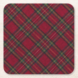 Posavasos Cuadrado De Papel Navidades rojos y verdes oscuros arden