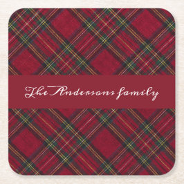 Posavasos Cuadrado De Papel Navidades rojos y verdes roban apellido