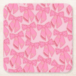 Posavasos Cuadrado De Papel Navidades rosados se inclina<br><div class="desc">Navidades Coloridos se doblan - Cintas de Coquette - Rosa.</div>