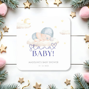 Posavasos Cuadrado De Papel Navidades Santa Baby Boy Shower