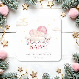 Posavasos Cuadrado De Papel Navidades Santa Baby Girl Shower