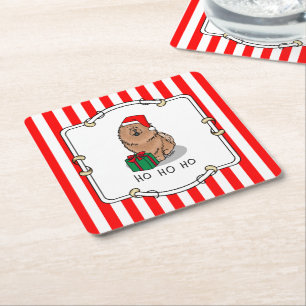 Posavasos Cuadrado De Papel Navidades Santa Chow Chow Dog (canela) Cute