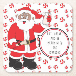 Posavasos Cuadrado De Papel Navidades Santa Claus de la tostada de color