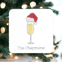 Posavasos Cuadrado De Papel Navidades Santa Hat Champagne