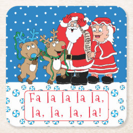 Posavasos Cuadrado De Papel Navidades Santa Sra. Claus