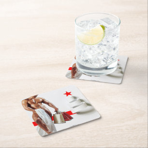 Posavasos Cuadrado De Papel Navidades SlipperyJoe presenta vacaciones de estre