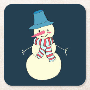 Posavasos Cuadrado De Papel Navidades Snowman muy divertidos montan montaña ru