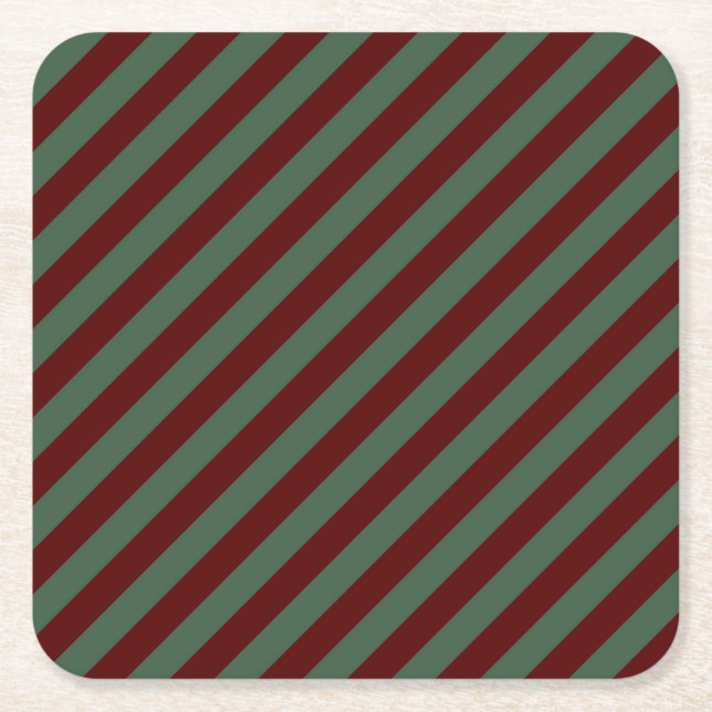 Posavasos Cuadrado De Papel Navidades Stripes (Anverso)
