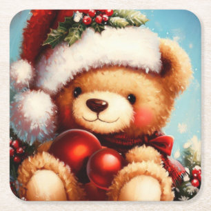 Posavasos Cuadrado De Papel Navidades Teddy Bear 4