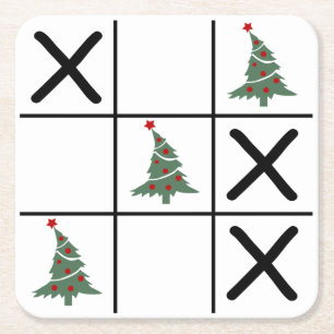 Posavasos Cuadrado De Papel Navidades Tic Tac Toe