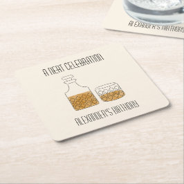 Posavasos Cuadrado De Papel Neat Celebration Whiskey Birthday Party