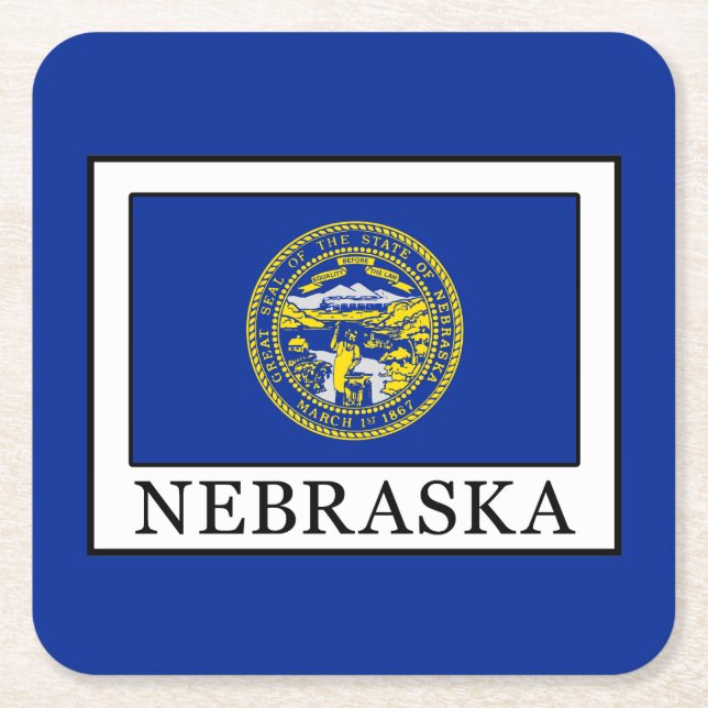 Posavasos Cuadrado De Papel Nebraska (Anverso)