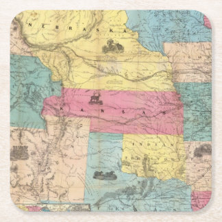 Posavasos Cuadrado De Papel Nebraska y Kansas 3