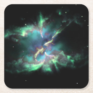 Posavasos Cuadrado De Papel Nebulosa Planetaria Verde Menta Periwinkle Servir 