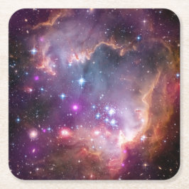 Posavasos Cuadrado De Papel Nebulosa púrpura del espacio ultraterrestre galáct