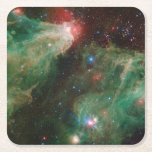 Posavasos Cuadrado De Papel Nebulosa Verde Cepheus B y C