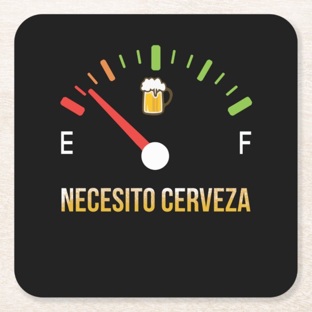 Posavasos Cuadrado De Papel Necesito Cerveza necesito cerveza en español (Anverso)