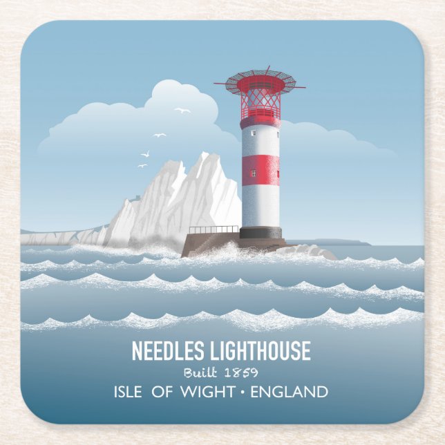 Posavasos Cuadrado De Papel Needles Lighthouse (Anverso)