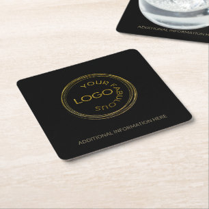 Posavasos Cuadrado De Papel Negra Gold personalizada para empresas Añada su lo