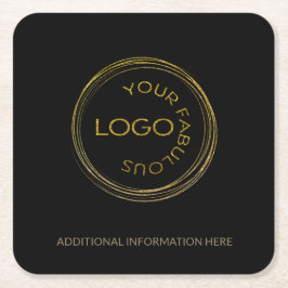 Posavasos Cuadrado De Papel Negra Gold personalizada para empresas Añada su lo