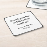 Posavasos Cuadrado De Papel Negrita Black Retro Custom Wedding Gracias<br><div class="desc">Negrita Minimalista Retro Blanco Simple Boda personalizada Gracias Papel Cuadrado</div>