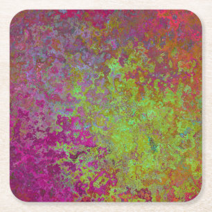 Posavasos Cuadrado De Papel Negrita, Colorida, Pintada De Plata, Abstrato De G