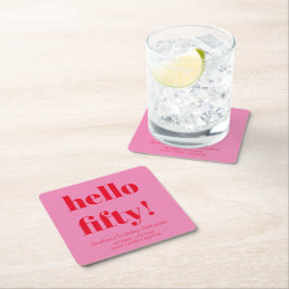 Posavasos Cuadrado De Papel Negrita rosa y Rojo Moderno 50 Personalizado de cu