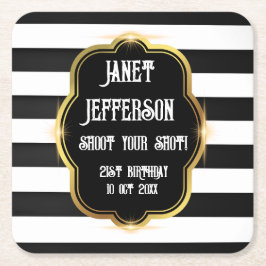 Posavasos Cuadrado De Papel Negro y blanco