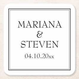 Posavasos Cuadrado De Papel Negro y blanco Minimalista moderno