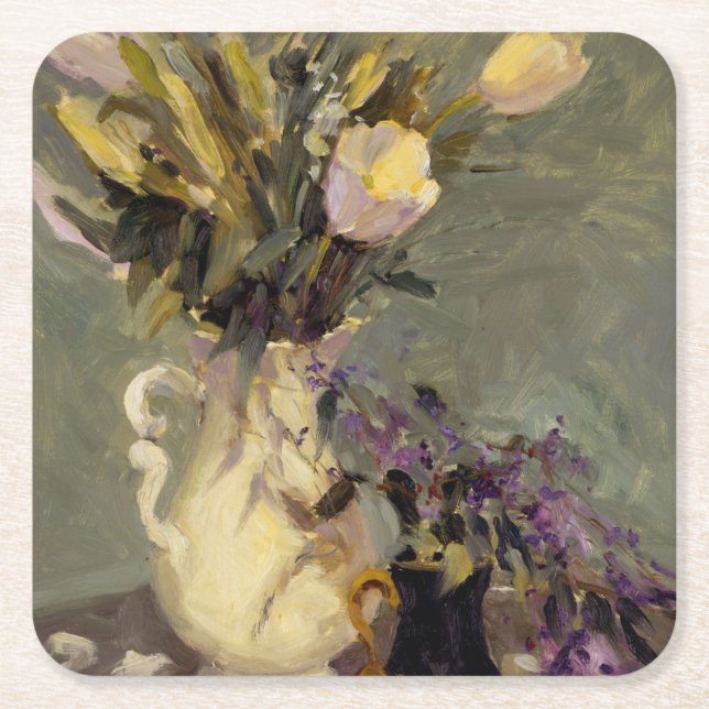 Posavasos Cuadrado De Papel Negro y oro (Anverso)