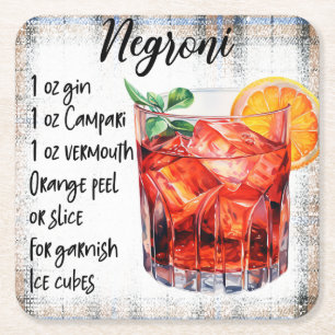 Posavasos Cuadrado De Papel Negroni