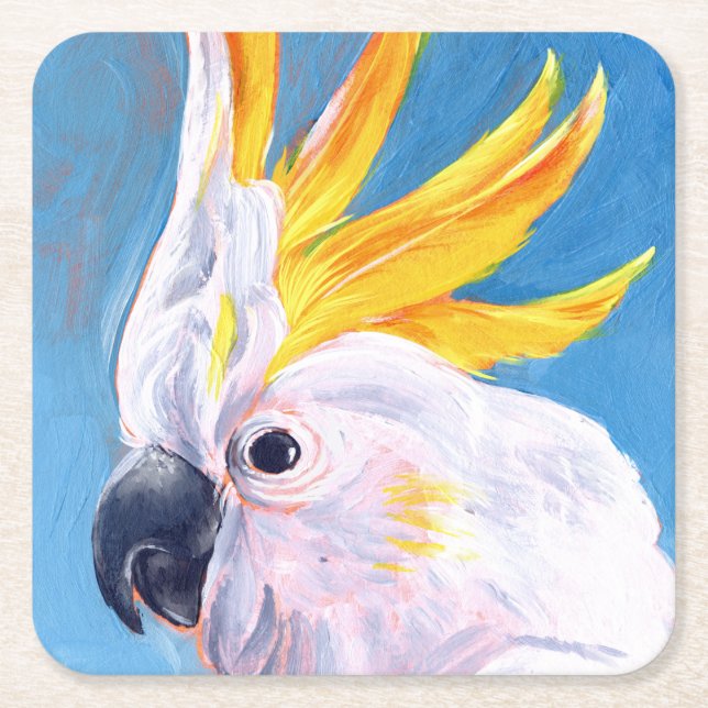 Posavasos Cuadrado De Papel Neon Mohawk - Cockatoo (Anverso)