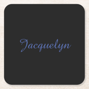 Posavasos Cuadrado De Papel Neutral Black & Blue Plain Elegant Nombre propio m