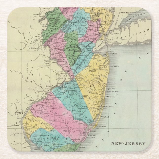 Posavasos Cuadrado De Papel New Jersey (Anverso)
