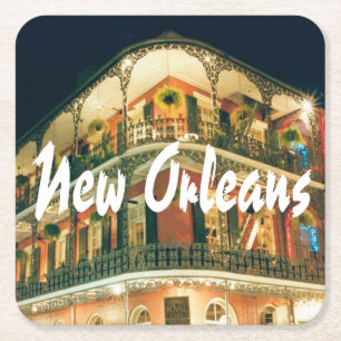 Posavasos Cuadrado De Papel New Orleans French Quarter Architecture Stone Coas