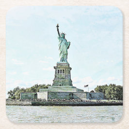 Posavasos Cuadrado De Papel New York City - estatua de la libertad