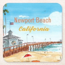 Posavasos Cuadrado De Papel Newport Beach California Coaster