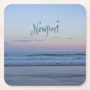 Posavasos Cuadrado De Papel Newport Beach California Ocean Sunrise Blue