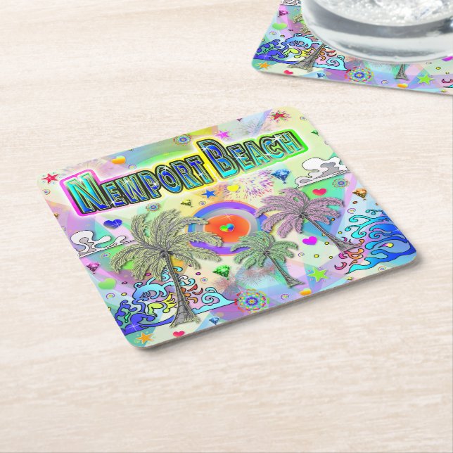 Posavasos Cuadrado De Papel Newport Beach Deep Dream Coaster (En perspectiva)