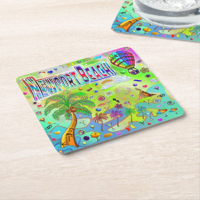 Posavasos Cuadrado De Papel Newport Beach Timeless Melody Coaster (En perspectiva)