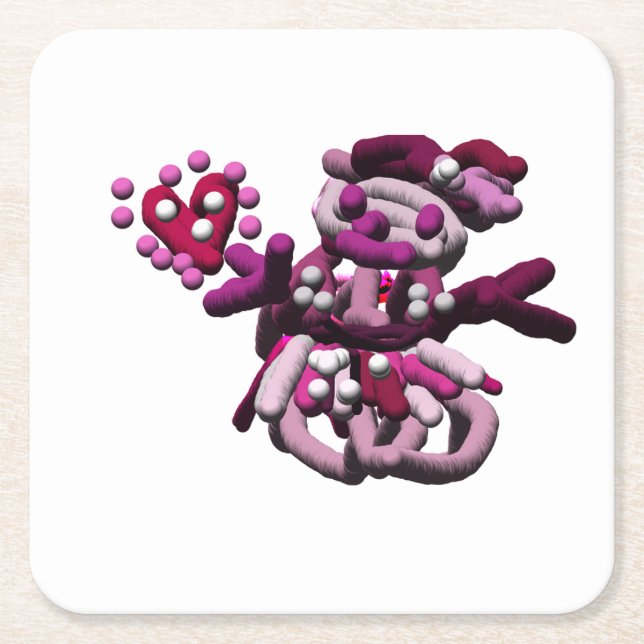 Posavasos Cuadrado De Papel Nieve fiesta rosa (Anverso)