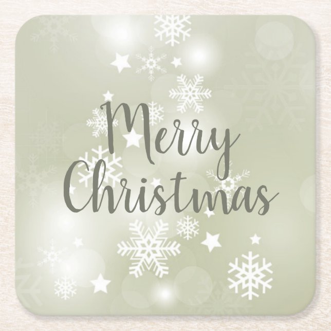 Posavasos Cuadrado De Papel Nieve sobre la elegancia de Sage Abstract acuarela (Anverso)