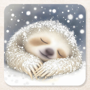 Posavasos Cuadrado De Papel Nieve suave durmiendo en la boca