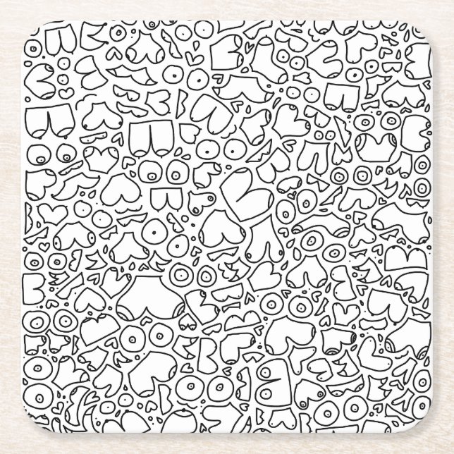 Posavasos Cuadrado De Papel Niña feminista divertida (Anverso)