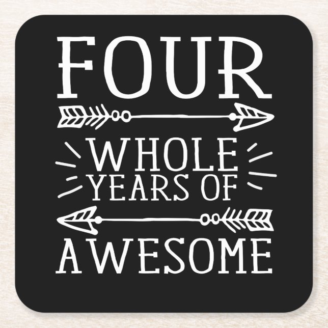 Posavasos Cuadrado De Papel Niño de 4 años, niño de 4 años (Anverso)